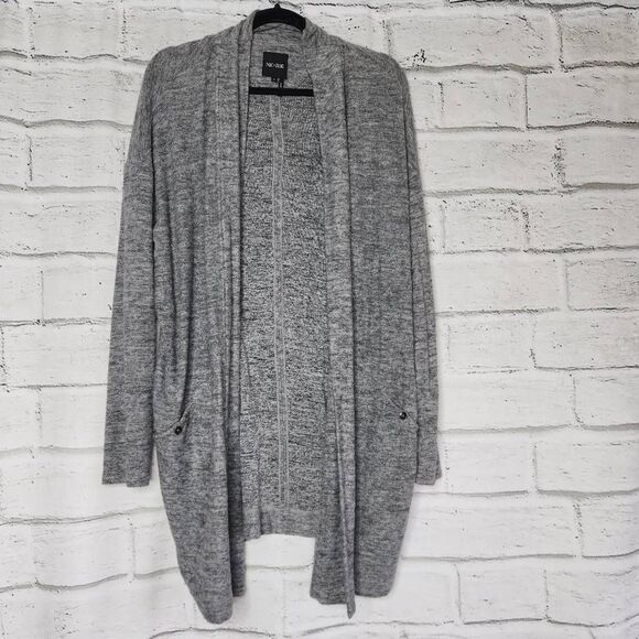 Nic+Zoe Womens Gray Open Front Long Sleeve Knit Rayon Blend Cardigan Medium - Picture 1 of 10